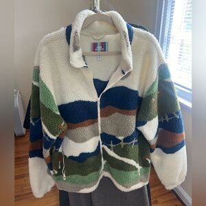 Urban Outfitters teddy coat with landscape XL